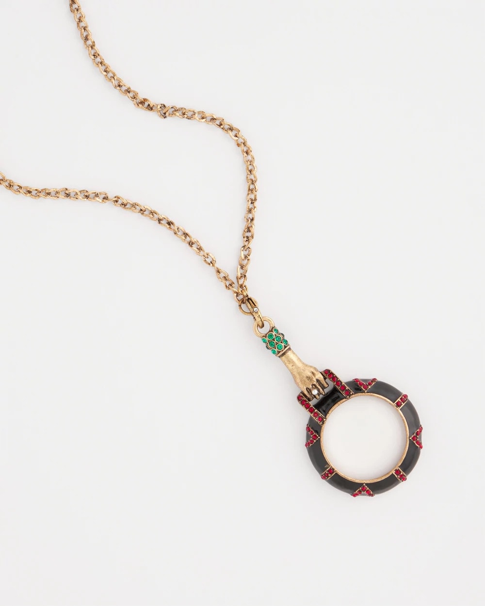 Chico's Women | Hand Monocle Pendant Necklace BLACK/GOLD