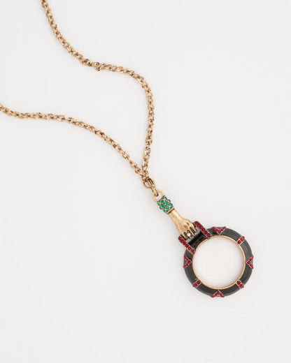 Chico's Women | Hand Monocle Pendant Necklace BLACK/GOLD