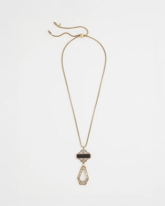 Chico's Women | Adjustable Amulet Pendant Necklace BLACK/GOLD