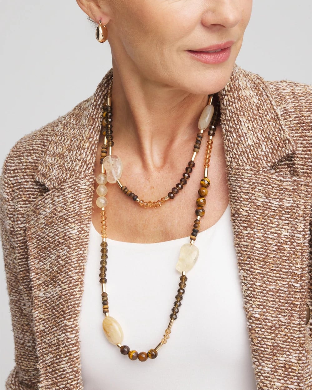 Chico's Women | Tiger's Eye Single-Strand Necklace NEUTRAL