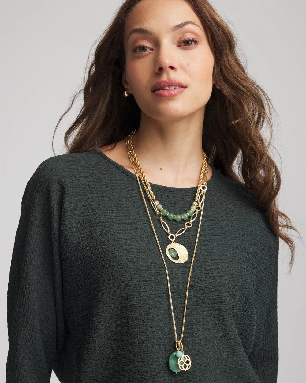 Chico's Women | Convertible Triple-Strand Pendant Necklace GREEN