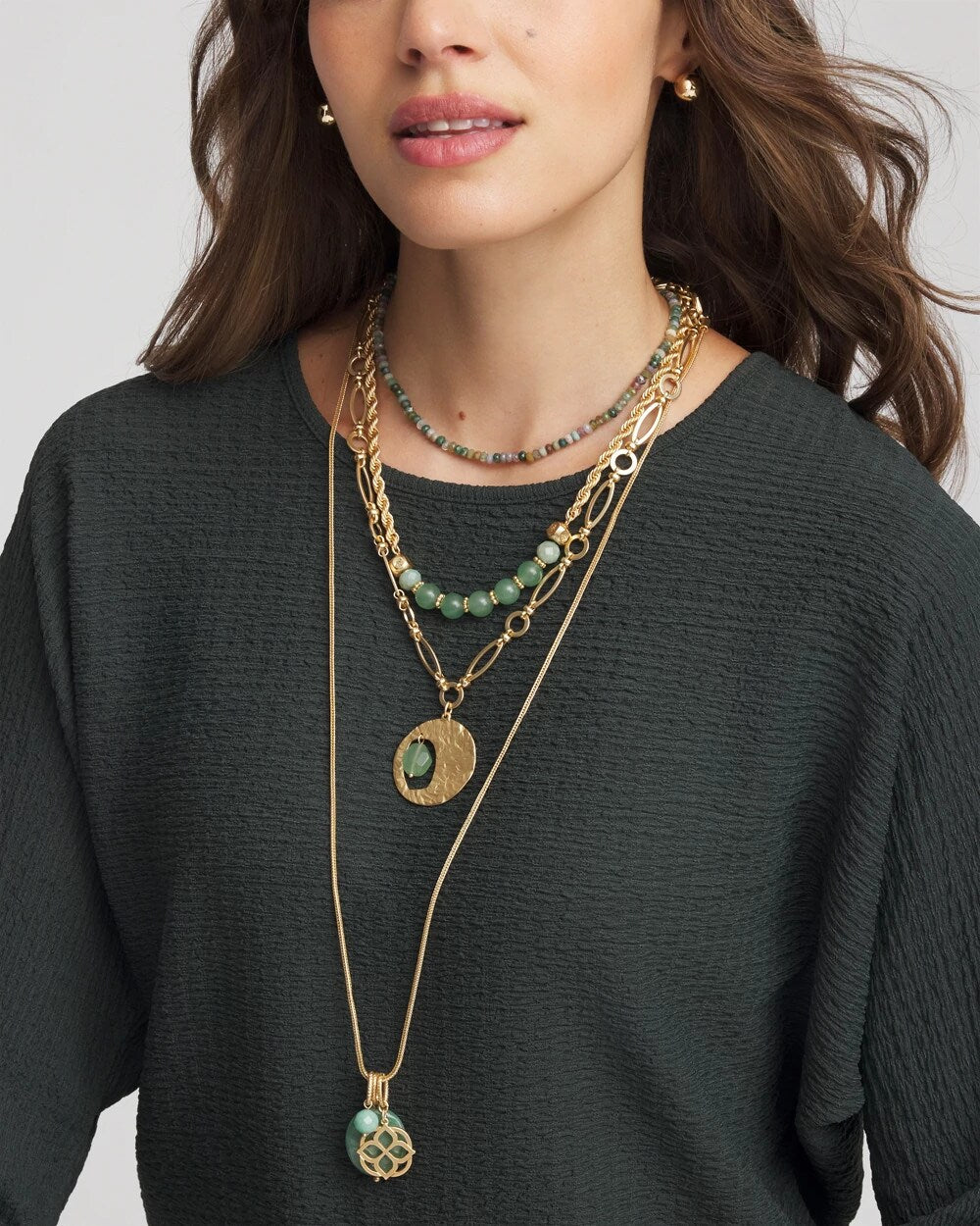 Chico's Women | Convertible Triple-Strand Pendant Necklace GREEN
