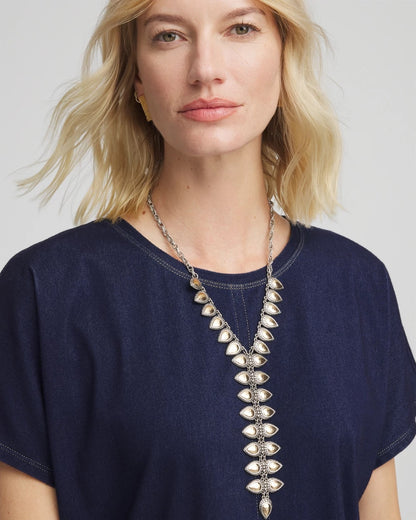 Chico's Women | Vertical Pear Shaped Y-Drop Necklace MIXED METALS