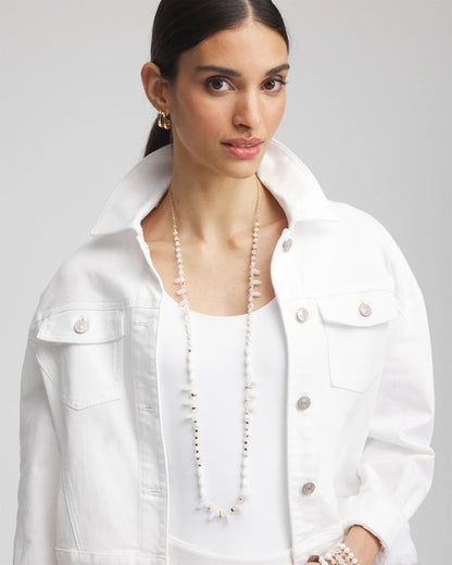 Chico's Women | White Beaded Single Strand Necklace WHITE