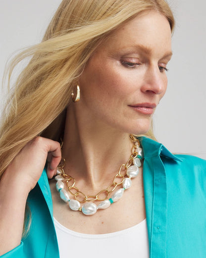 Chico's Women | Pearlescent Goldtone Collar Necklace PEARL