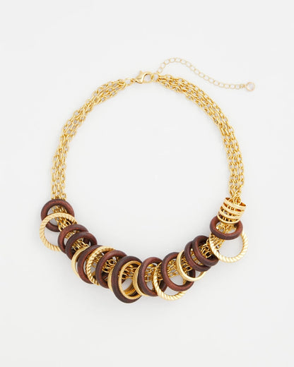 Chico's Women | Wood & Gold Short Necklace NEUTRAL