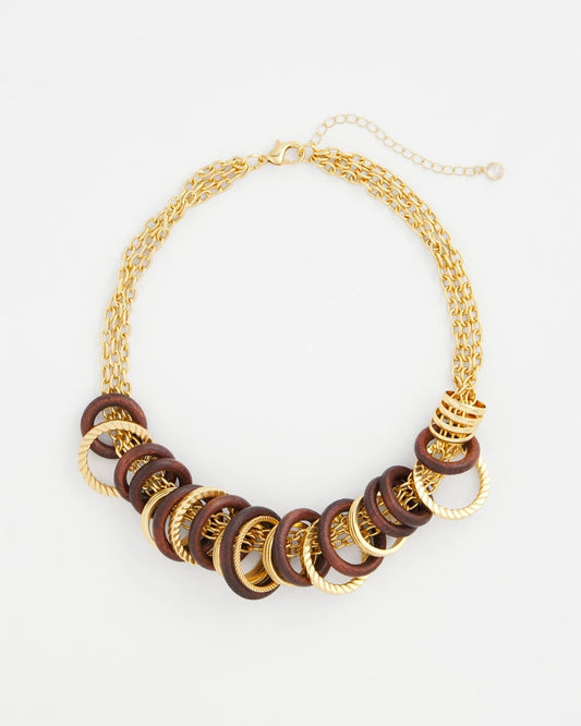 Chico's Women | Wood & Gold Short Necklace NEUTRAL