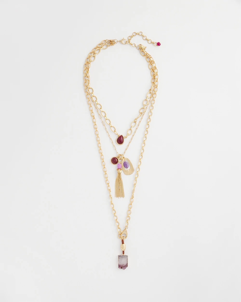Chico's Women | Convertible Three-Strand Stone Pendant Necklace PURPLE