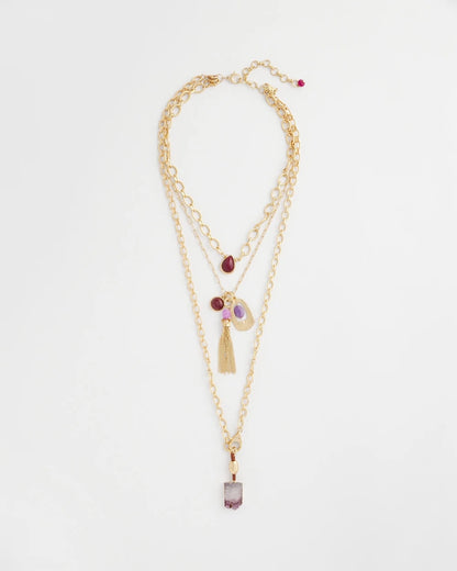 Chico's Women | Convertible Three-Strand Stone Pendant Necklace PURPLE