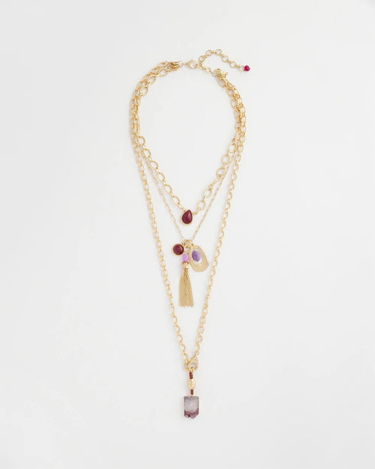 Chico's Women | Convertible Three-Strand Stone Pendant Necklace PURPLE