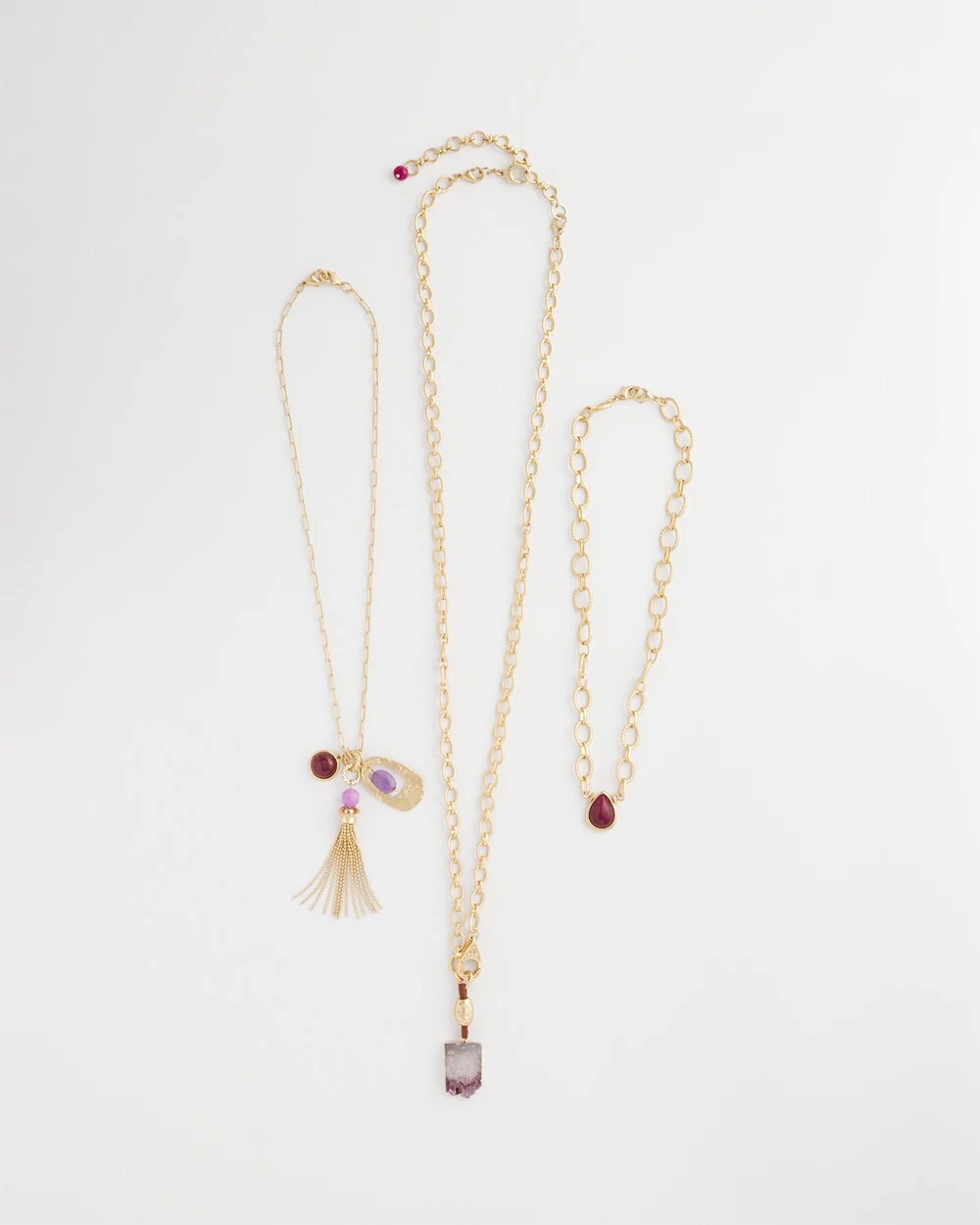 Chico's Women | Convertible Three-Strand Stone Pendant Necklace PURPLE