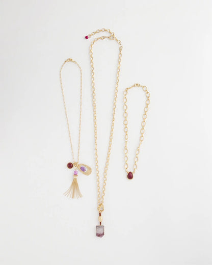 Chico's Women | Convertible Three-Strand Stone Pendant Necklace PURPLE