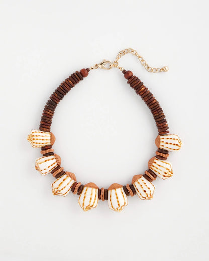 Chico's Women | Shell & Wood Bib Necklace NEUTRAL