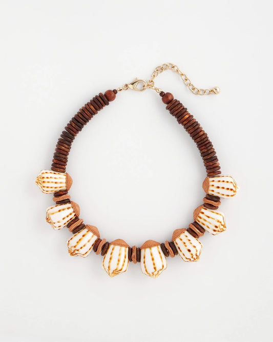 Chico's Women | Shell & Wood Bib Necklace NEUTRAL