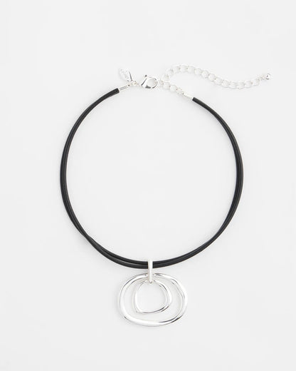 Chico's Women | Silver Tone Rings Pendant Necklace SILVER