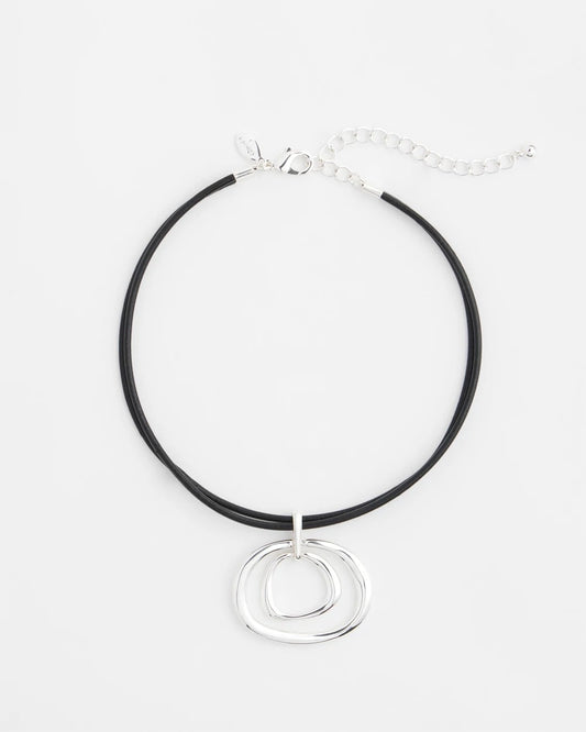Chico's Women | Silver Tone Rings Pendant Necklace SILVER