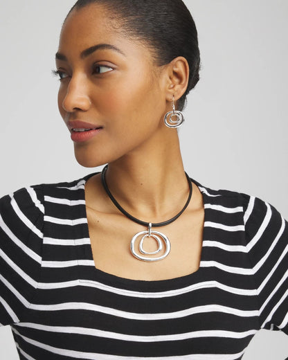 Chico's Women | Silver Tone Rings Pendant Necklace SILVER