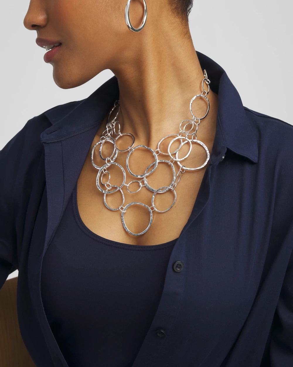 Chico's Women | Short Silvertone Multi-Strand Link Necklace SILVER