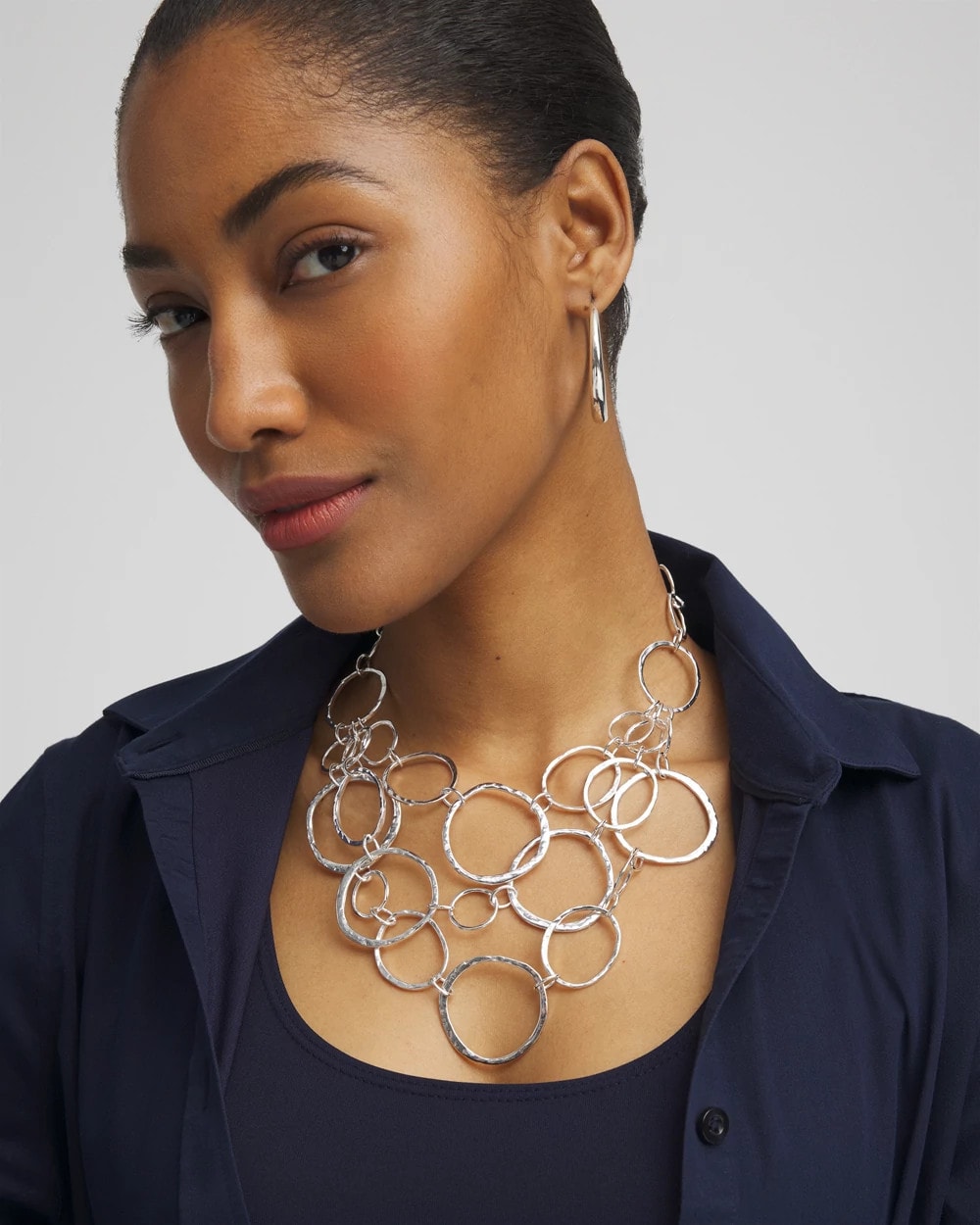 Chico's Women | Short Silvertone Multi-Strand Link Necklace SILVER