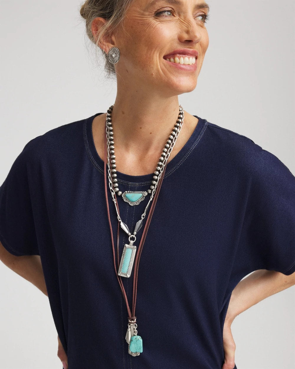 Chico's Women | Convertible Turquoise & Charms Motif Necklace TURQUOISE