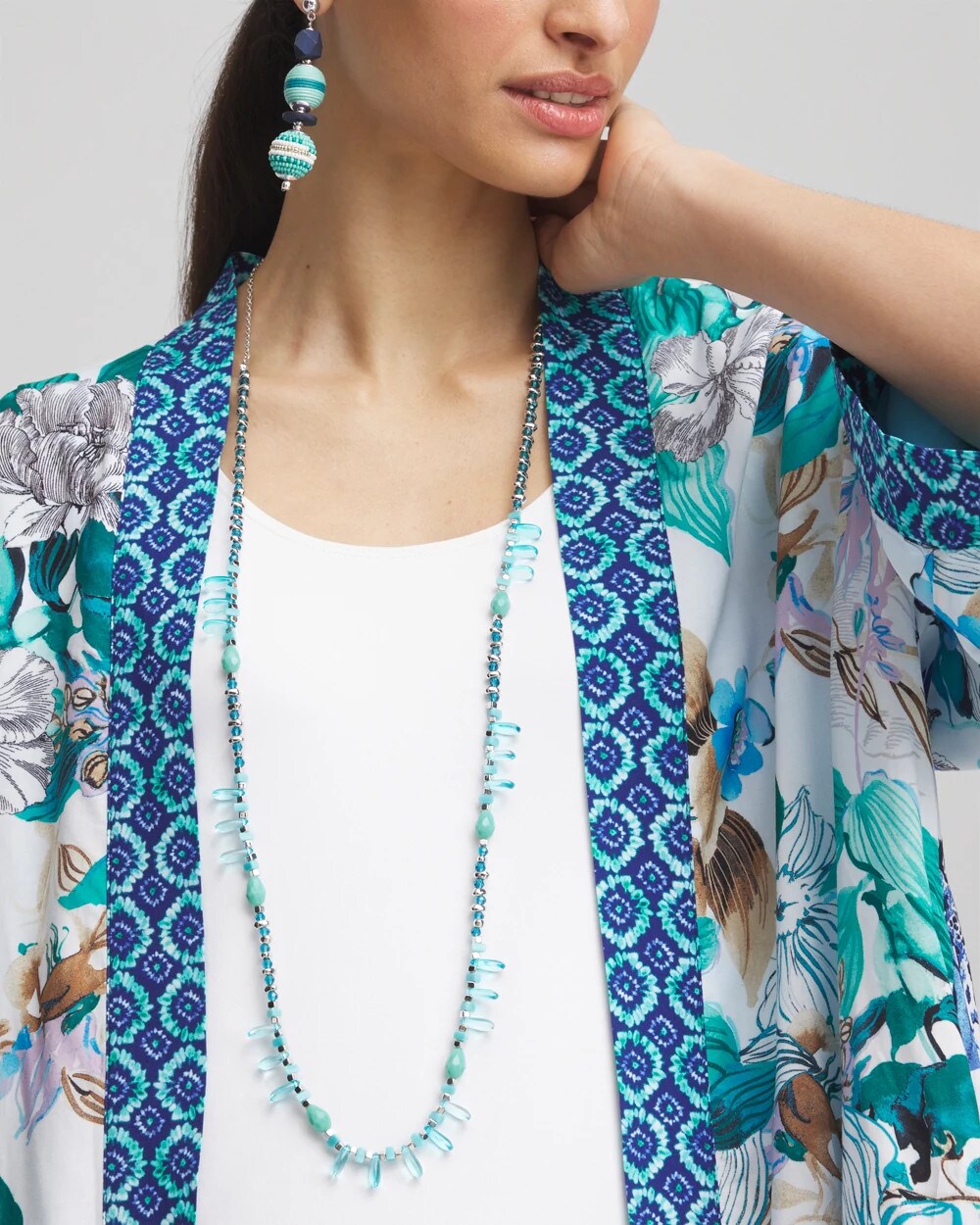 Chico's Women | Teal Beaded Single Strand Necklace TURQUOISE