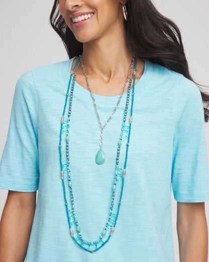 Chico's Women | Teal Beaded Single Strand Necklace TURQUOISE