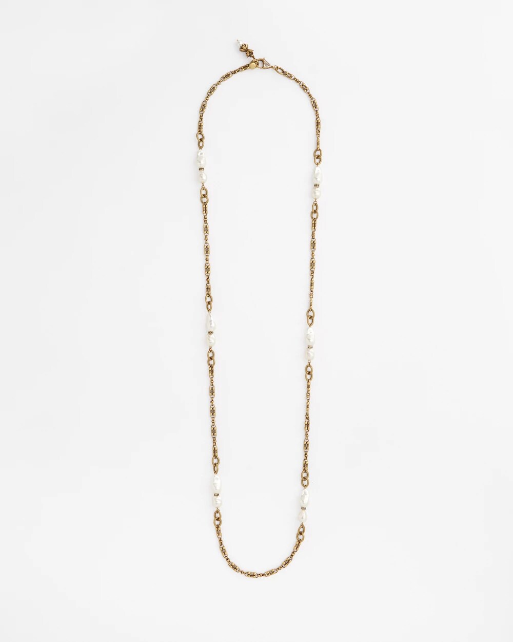 Chico's Women | Single Strand Modern Pearl Necklace WHITE/GOLD
