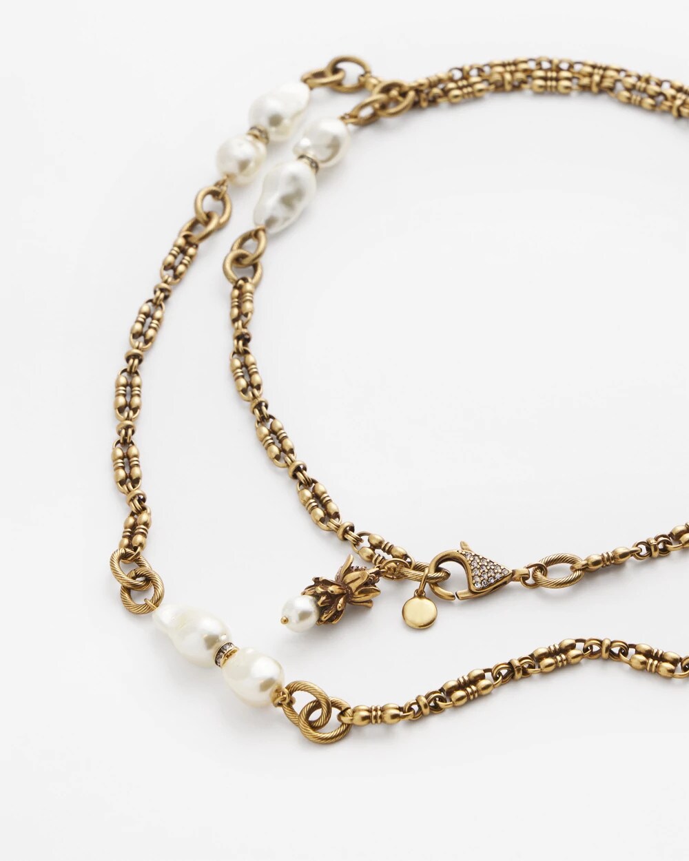 Chico's Women | Single Strand Modern Pearl Necklace WHITE/GOLD