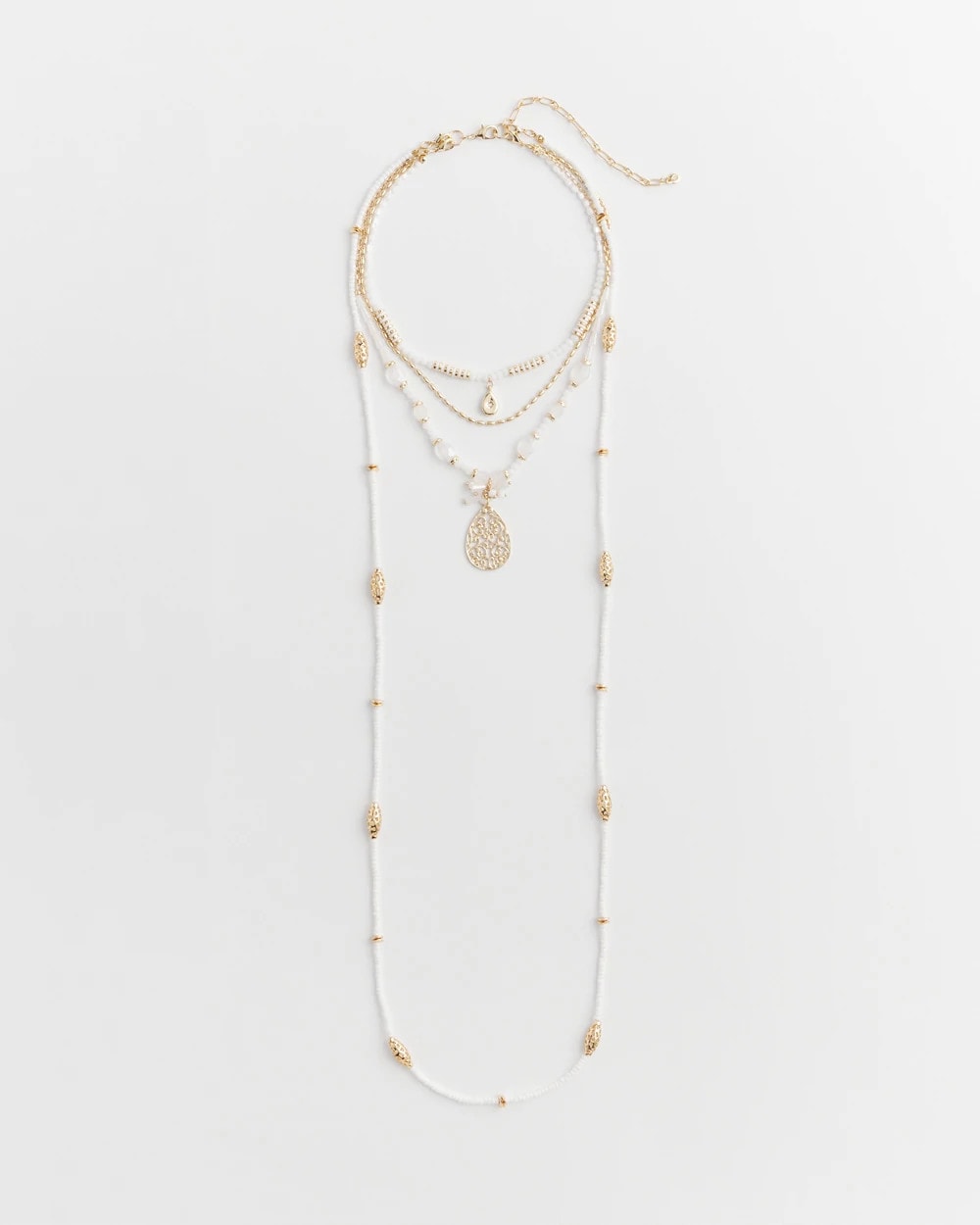 Chico's Women | Convertible Beaded Pendant Necklace WHITE