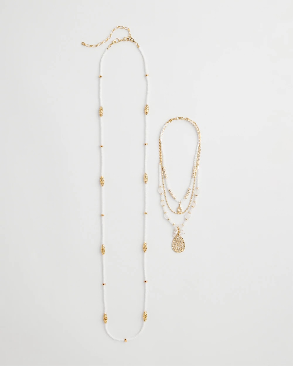Chico's Women | Convertible Beaded Pendant Necklace WHITE