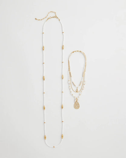 Chico's Women | Convertible Beaded Pendant Necklace WHITE
