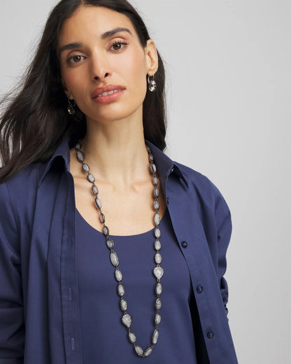 Chico's Women | Frosted Quartz Single Strand Necklace NEUTRAL