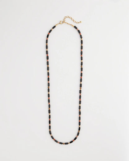 Chico's Women | Art Deco Bar Bead Long Necklace BLACK/GOLD