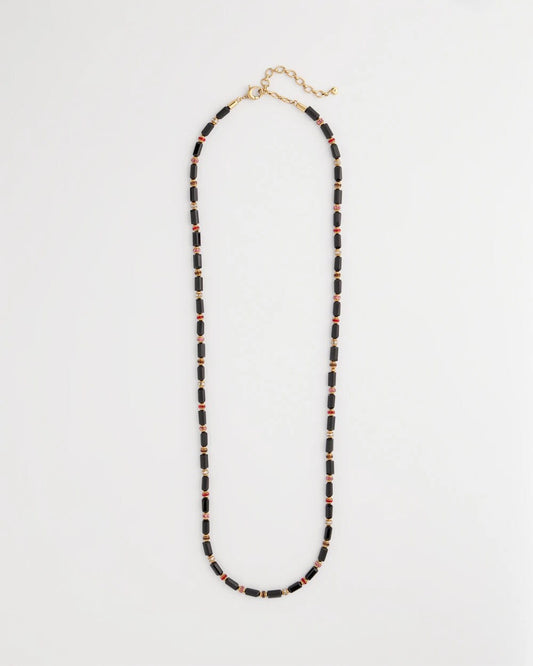 Chico's Women | Art Deco Bar Bead Long Necklace BLACK/GOLD