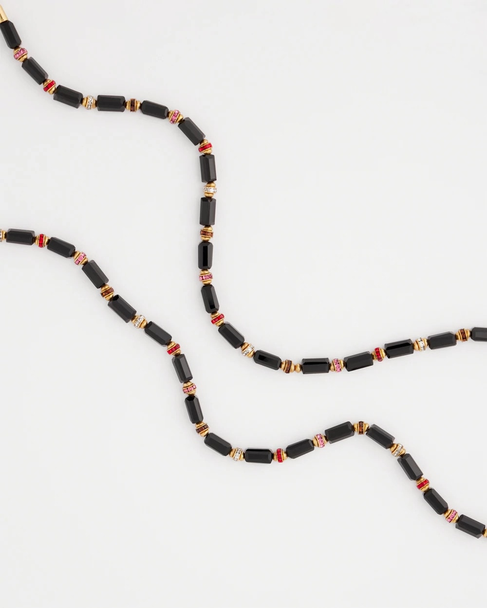 Chico's Women | Art Deco Bar Bead Long Necklace BLACK/GOLD