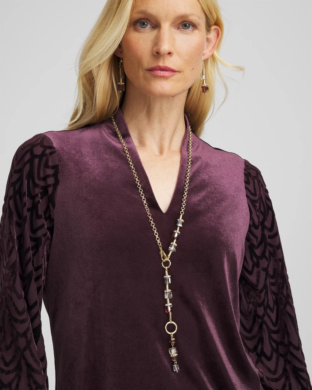 Chico's Women | Art Deco Geo Glass Bead Y-Necklace