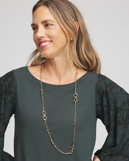 Chico's Women | Equestrian Horsebit Long Link Necklace GOLD