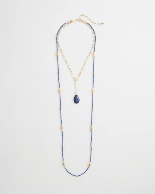 Chico's Women | Convertible Beaded Pendant Necklace BLUE