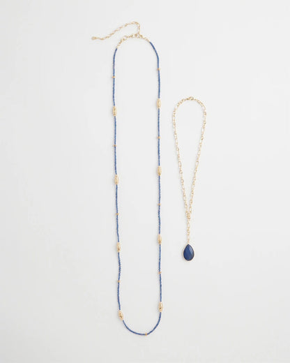 Chico's Women | Convertible Beaded Pendant Necklace BLUE