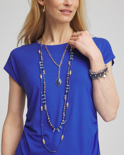 Chico's Women | Convertible Beaded Pendant Necklace BLUE