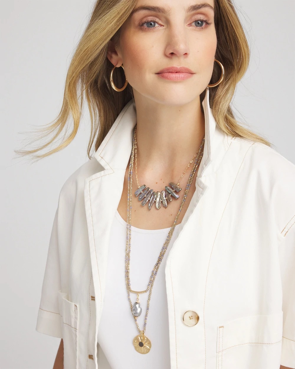Chico's Women | Convertible Abalone Pendant Necklace NEUTRAL
