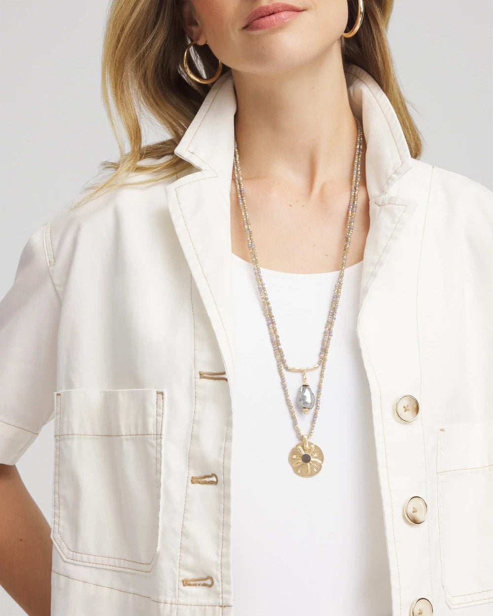 Chico's Women | Convertible Abalone Pendant Necklace NEUTRAL