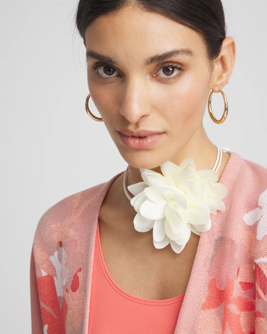 Chico's Women | White Flower Tie Choker Necklace WHITE