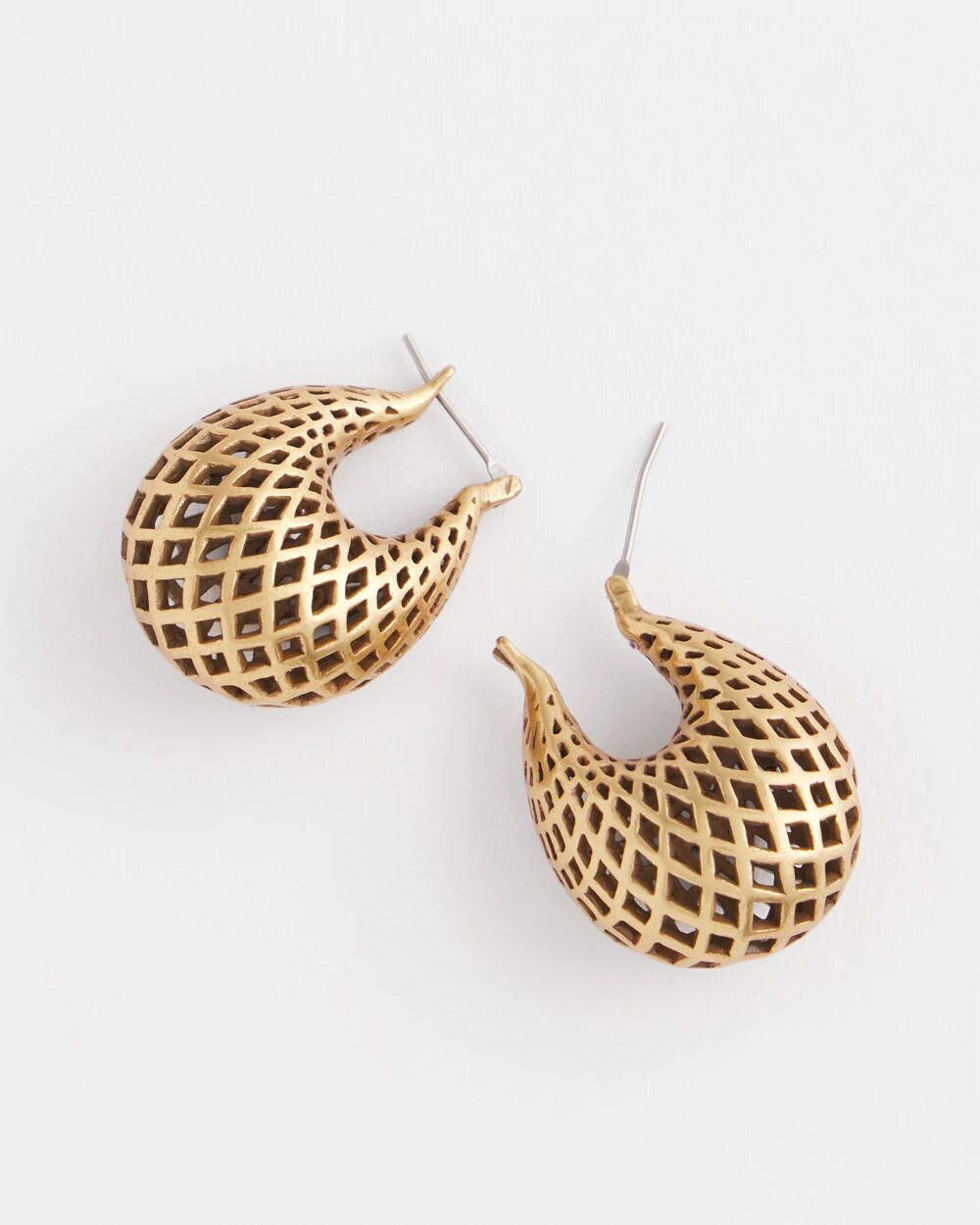 Chico's Women | Gold Lattice Puff Hoop Earrings GOLD