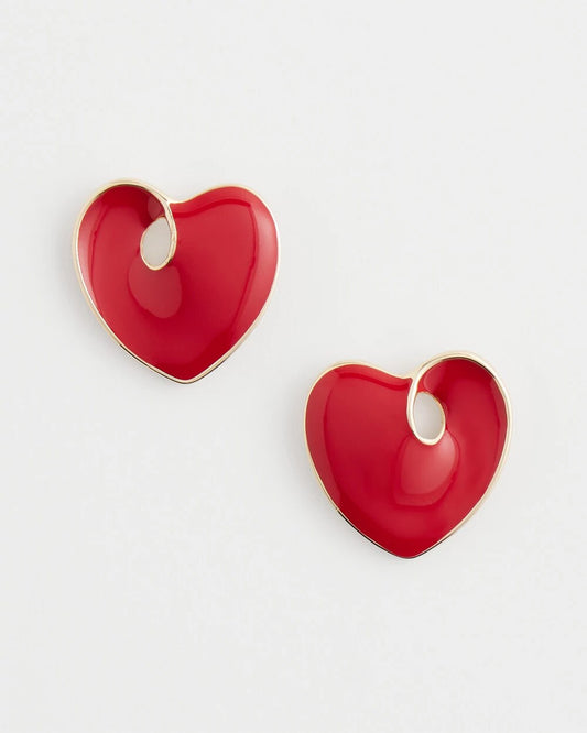 Chico's Women | Red Enamel Heart Stud Earrings RED