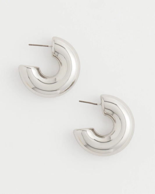 Chico's Women | Silver Puff Hoop Earrings SILVER