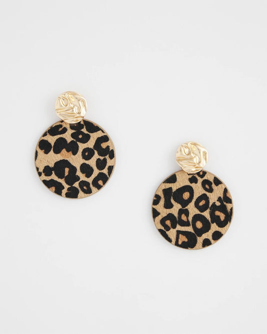 Chico's Women | Round Haircalf Earrings NEUTRAL
