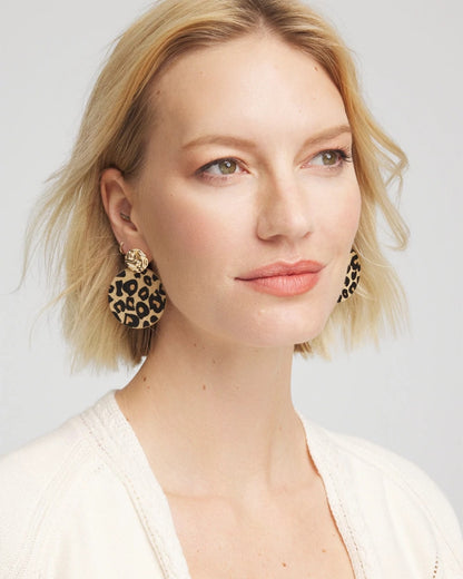Chico's Women | Round Haircalf Earrings NEUTRAL