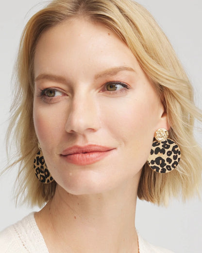 Chico's Women | Round Haircalf Earrings NEUTRAL