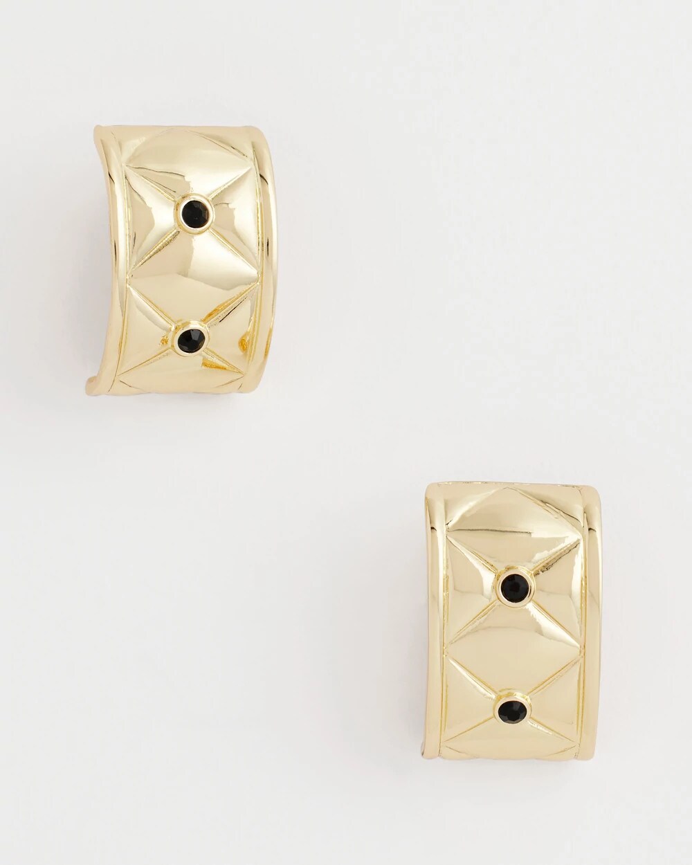 Chico's Women | Black & Gold Quilted  Clip on Earrings GOLD